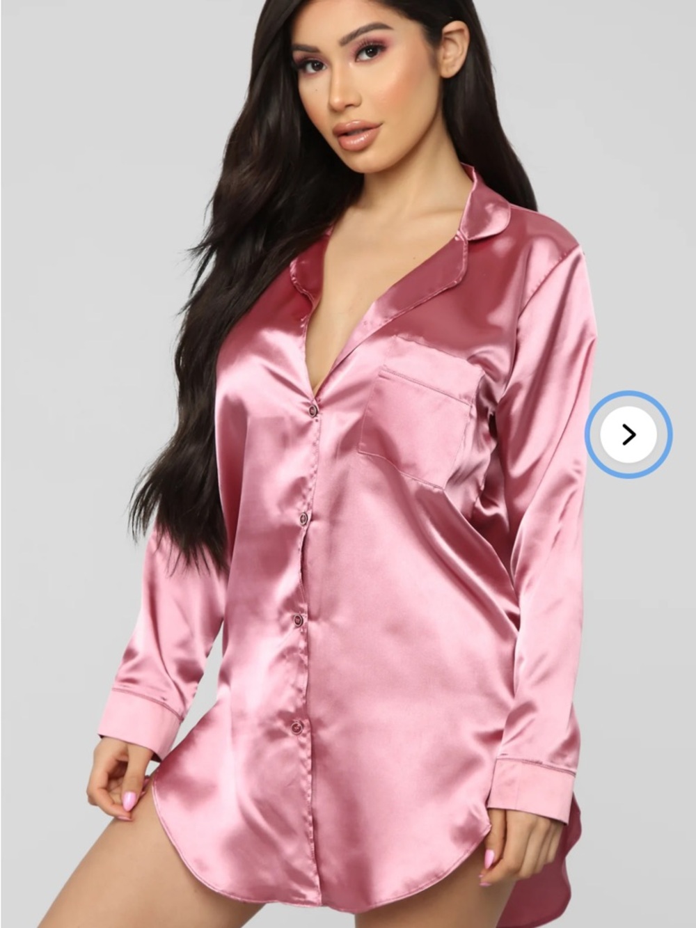Fashion Nova Gigi Satin PJ Shirt - Mauve NWT Size Large
